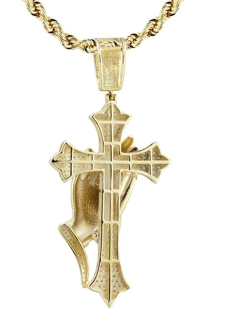 10K Yellow Gold Cross Pendant & Rope Chain | 0.67 Carats – FrostNYC