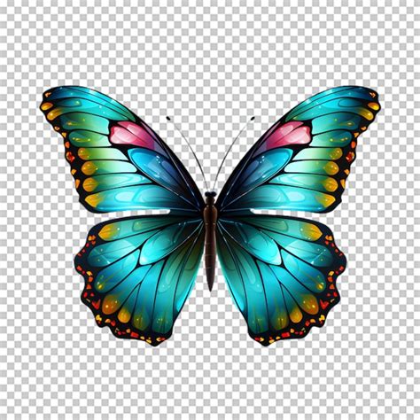 Ilustración de mariposa colorida en un fondo transparente Archivo PSD