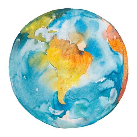 Globe Illustration D Aquarelle Des Continents De La Terre Afrique Et D