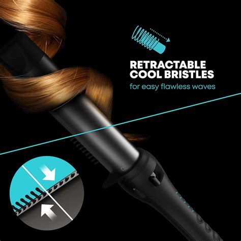 Revamp Progloss Perfect Finish Waver Ceramic Wave Wand With Retractable Bristles Smooth Curls