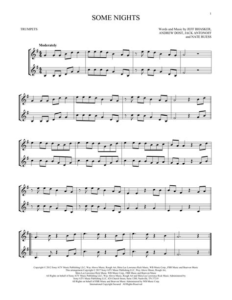 Some Nights By Fun Sheet Music For Trumpet Duet At Sheet Music Direct