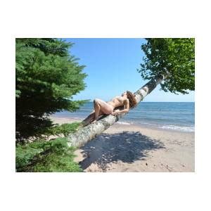 0809 Lake Superior Nude On Birch Over Beach Photograph By Chris Maher