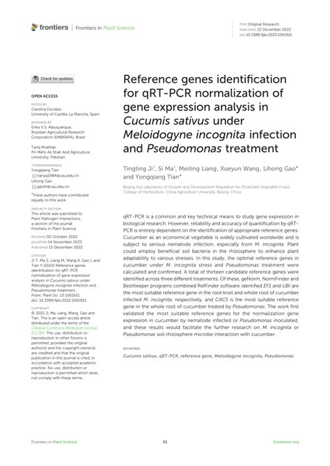 Pdf Reference Genes Identification For Qrt Pcr Normalization Of Gene