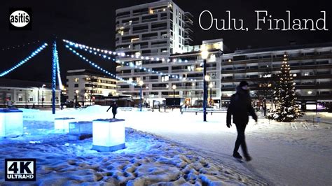 Christmas Walk In Oulu City Center Chilly Winter Afternoon In