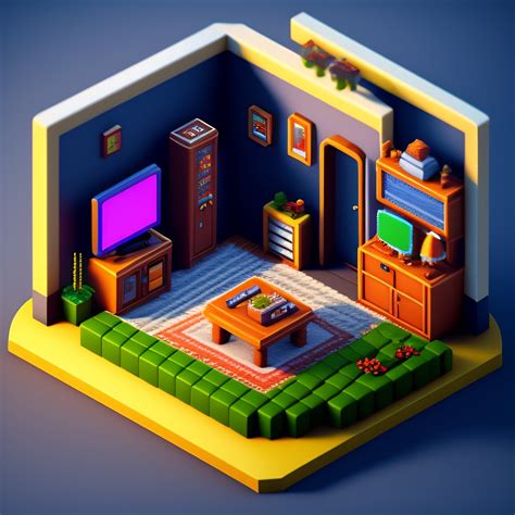 Lexica Detailed Isometric Gaming Room Pixel Art Unreal Engine Voxel