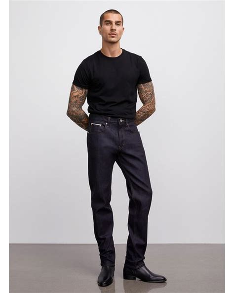 Naked Famous Denim Indigo Easy Guy Selvedge Jean Tapered Fit In Dark