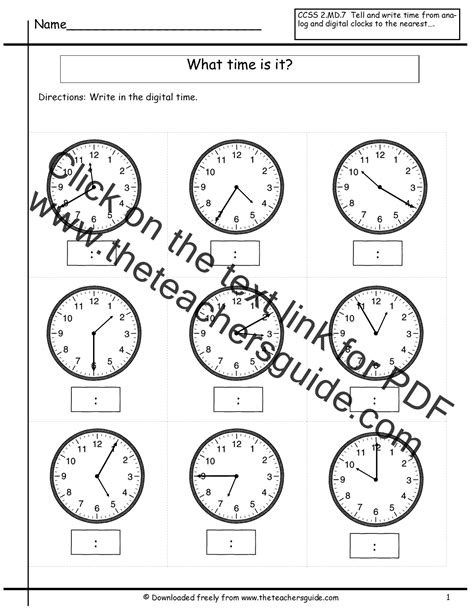 Telling Time By 5 Minutes Worksheet