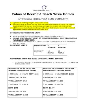 Fillable Online Palms Of Deerfield Beach Town Homesapplication For