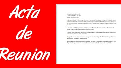 Como Redactar Un Acta De Reunion Ejemplo