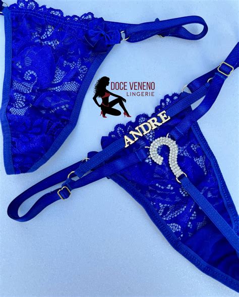 Calcinha Personalizada U Renda Fio Azul Bic Doce Veneno Lingerie DVL