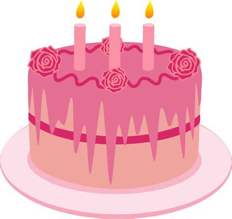 Strawberry Birthday Cake With Candles - Free Clip Art