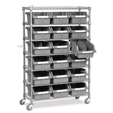 New steel shelving storage bin rack & 18 plastic bins