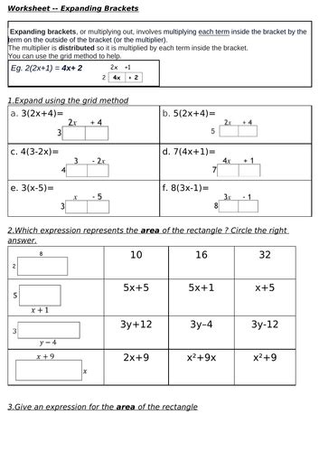 Expanding brackets- Worksheet | Teaching Resources 
