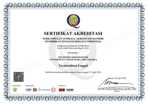 Akreditasi Program Studi Fakultas Farmasi UGM