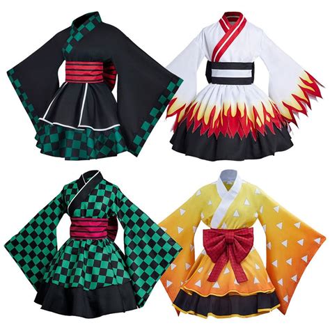 Tanjiro Zenitsu Rengoku Womens Style Kimono Cosplay In 2022 Anime