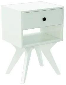 Mesa de Cabeceira Retrô em MDF 45 cm 1 Gaveta TW47 Off White Dalla