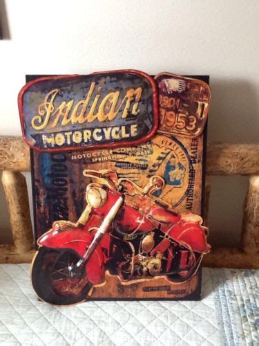 Vintage Looking Indian Motorcycle 1901 1953 Layered 3d Metal Sign