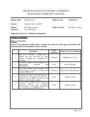 BHMH2108 Business Law Additional Assignment Suggested Answers 1920S2