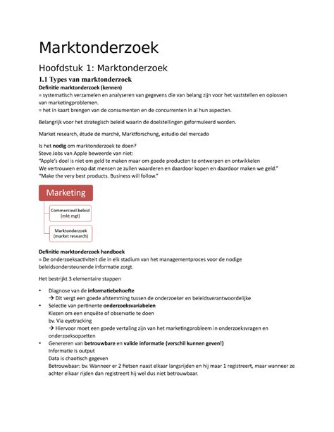 Marktonderzoek Samenvatting Boek Marktonderzoek Hoofdstuk