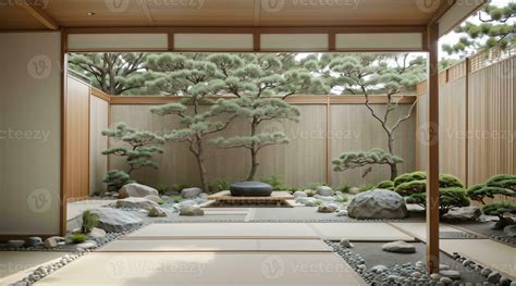 3d render minimalist of japanese room of zen garden 29634624 Stock ...