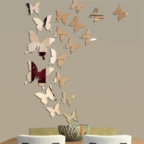 Pcs Lot D Butterfly Mirror Wall Sticker Decalque Decora O De Parede