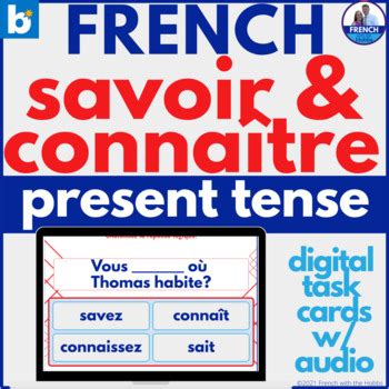 French Irregular Verbs Savoir Conna Tre Present Tense Boom Digital Cards