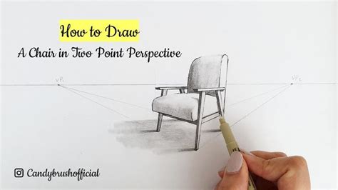 Someone Is Drawing A Chair In Two Point Perspective With A Pencil On