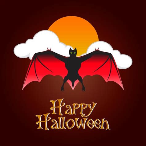 Premium Vector Happy Halloween Flying Bat Character With Full