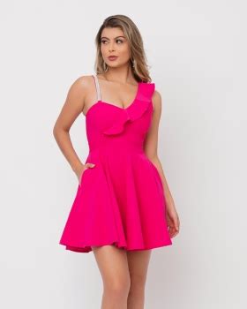 Dress Us Vestido Miss Misses Rodado Babado Ombro S Pink