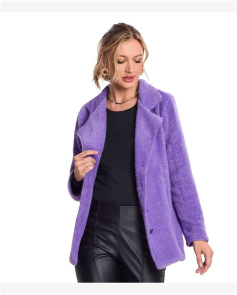 Riachuelo Casaco Tweed Favo Feminino Endless Roxo