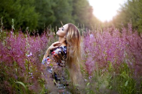 Beauty Girl Alone with Nature, Freedom Concept Stock Photo - Image of ...