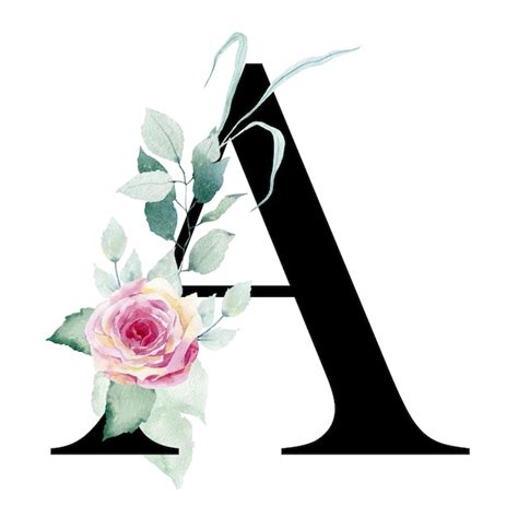 Premium Photo Floral Letter A With Watercolor Roses