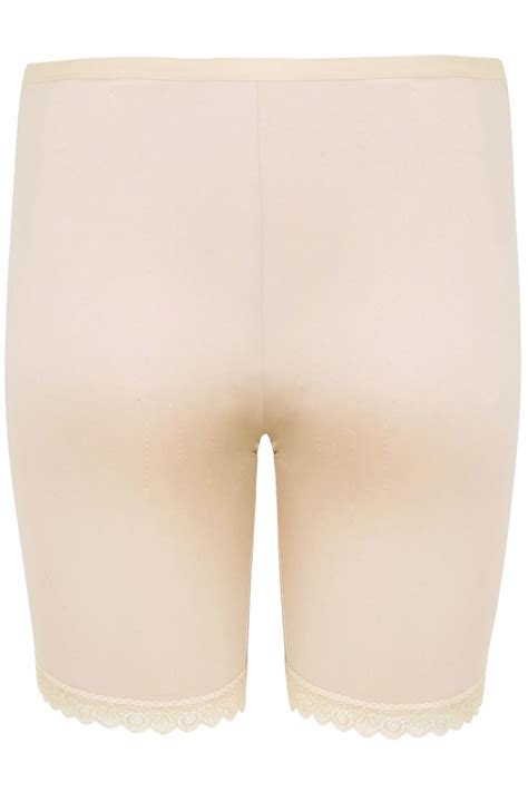 Nude Nude Lace Trim Anti Chafing High Waisted Shorts Yours Clothing