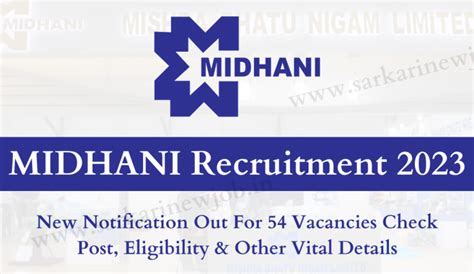 Midhani Recruitment New Notification Out For Vacancies Check