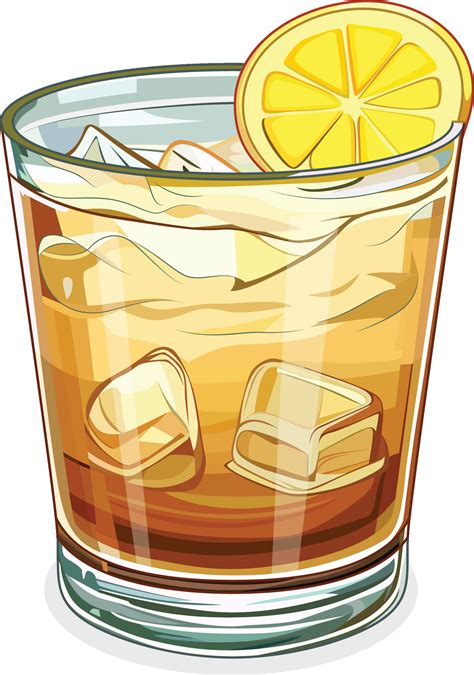 Whiskey Sour Cocktail Vector Illustration Whiskey Cocktail Drink With