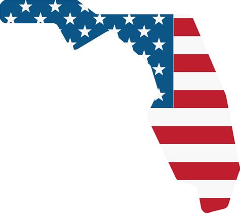 Esquema Del Mapa Del Estado De Florida En La Bandera De Estados Unidos