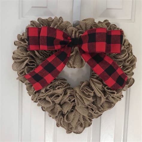 Burlap Heart Wreath, Valentine's Day Heart Wreath, Valentine's Day ...