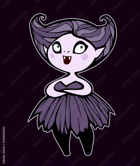 Cute cartoon character of a funny spooky lady witch or vampire with a ...