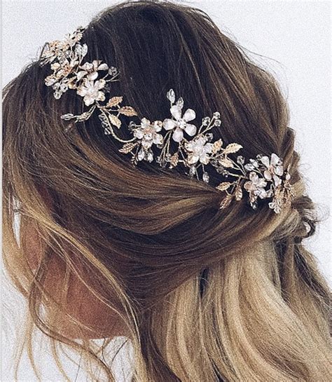 Bridal Hair Piece Bridal Hair Vine Gold Bridal Headpiece Etsy