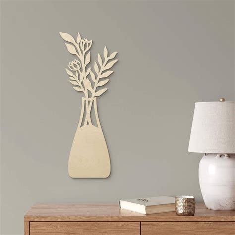 D Coration En Bois Placage Peuplier Bouquet Dans Un Vase Wall Art Fr