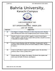 Dbms Lab No Docx Lab No Set Operations And Joins Bahria