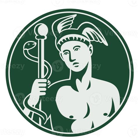 Greek God Hermes Holding A Caduceus 13787469 Png