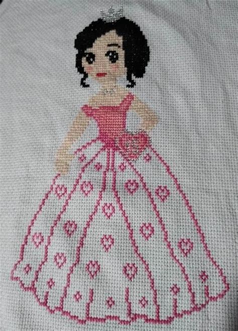 Cross Stitch Princess In A Pink Dress