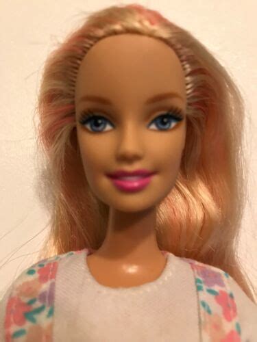 Mattel Barbie Doll Blonde Pink Streaks Long Hair Redressed Jumper Shoes