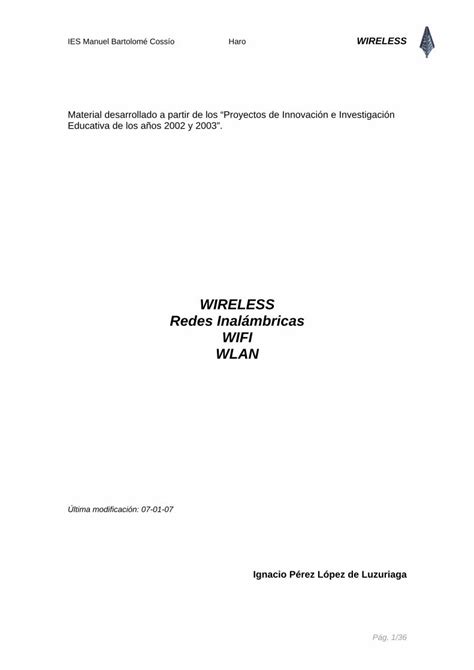 PDF WIRELESS Redes Inalámbricas WIFI WLAN cossio net