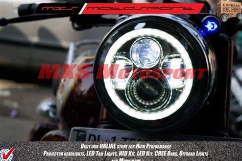 Mxshl172 Led Monster Projector Headlight For Royal Enfield Bullet Classic 350 And 500 Motorcycle