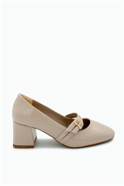 LamintaGlobal Betina Nude Rugan Çift Toka Detaylı Kalın Topuklu Ayakkabı Fiyatı Yorumları