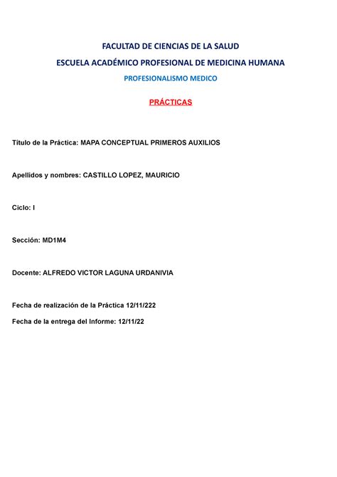 Mapa Conceptual Primeros Auxilios Castillo Lopez Mauricio