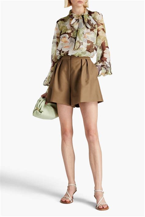 Oscar De La Renta Pussy Bow Floral Print Silk Voile Blouse The Outnet