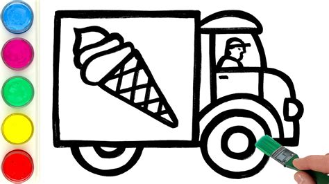 Ice Cream Truck Drawing Painting Coloring For Kids And Toddlers